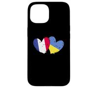 Drapeau France Ukraine Cœur Drapeau Français Ukrainien Double Drapeau Coque pour iPhone 15