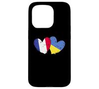 Drapeau France Ukraine Cœur Drapeau Français Ukrainien Double Drapeau Coque pour iPhone 15 Pro