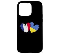Drapeau France Ukraine Cœur Drapeau Français Ukrainien Double Drapeau Coque pour iPhone 15 Pro Max