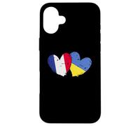 Drapeau France Ukraine Cœur Drapeau Français Ukrainien Double Drapeau Coque pour iPhone 16 Plus