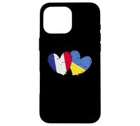 Drapeau France Ukraine Cœur Drapeau Français Ukrainien Double Drapeau Coque pour iPhone 16 Pro Max