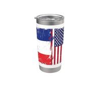 Drapeau France USA Racines françaises Gobelet isotherme en acier inoxydable double paroi