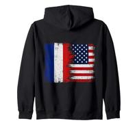 Drapeau France USA Racines françaises Sweat à Capuche