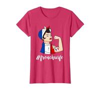Drapeau French Wife French Roots France Pride France T-Shirt, Femme, Rouge Chiné, L