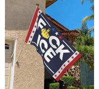 Drapeau « Fuck Ice » 10x18 cm - Soutien aux immigrants - Make America Great America - Tapisserie/Bannière - Décoration pour jardin ou chambre (sans mât)