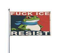 Drapeau « Fuck ICE 2026 » pour extérieur, 1,5 x 2,4 m, motif grenouille résistante, grand panneau décoratif pour porche ou cour