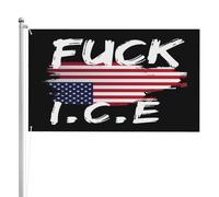 Drapeau « Fuck Ice » (protestation contre l'ICE et soutien aux immigrants), 90 x 150 cm, 3 plis, noir.