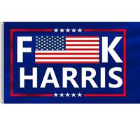 Drapeau « Fuck Kamala Harris » 90 x 150 cm, drapeau anti-Kamala Harris, double couture sur les bords, bannière « FK Kamala Harris » avec 2 œillets en laiton inoxydable. (bleu, 90 x 150 cm)