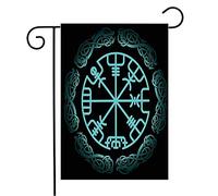 Drapeau Galdrastafir Vegvisir Boussole Magique Signes Et Symboles Islandais Histoire Des Signes Vikings Vintage Drapeau De Bienvenue Lavable Bannière, Pour Les Bureaux, D'Intérieur, 30x45cm