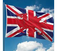Drapeau gallois avec Union Jack - Drapeau du Pays de Galles Cymru 1,5 x 0,9 m avec œillets, drapeau du dragon gallois