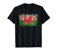 Drapeau Gallois du Pays de Galles avec Aspect Vieilli Grungy T-Shirt