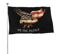 Drapeau géant « Nous le peuple » avec aigle volant, 90 x 150 cm, pour décoration de fête extérieure.