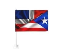 Drapeau générique moitié République dominicaine, moitié Porto Rico, pour voiture, 45,7 x 30,5 cm, polyester, double face, couleurs vives, protection UV, décoration, fête nationale, unisexe