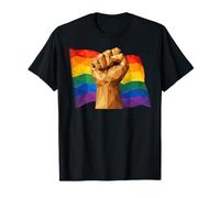 Drapeau géométrique Arc-en-Ciel Fist Low Poly Empowerment T-Shirt