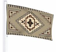 Drapeau géométrique Décor 0,9 x 1,5 m Tribal Traditionnel Carré Diamant Collage Triangle Nation Polyester Motif Imprimé Décoration Extérieure pour Maisons et Jardins