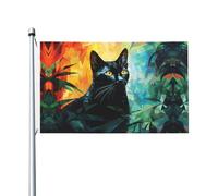 Drapeau géométrique noir imprimé double face (91,4 x 152,4 cm), grand drapeau de jardin, décoration extérieure festive