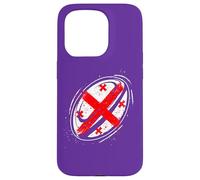Drapeau Géorgien sur Ballon Rugby pour Fiers Fans Géorgiens Coque pour iPhone 15 Pro