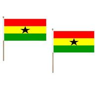 Drapeau Ghana 45x30cm HAMPE en bois - LOT DE 10 Drapeaux ghanéen 30 x 45 cm - AZ FLAG