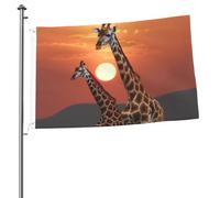 Drapeau girafe au coucher du soleil - 61 x 91 cm - Impression double face - Drapeau de jardin pour l'extérieur - Bannière cadeau avec œillets - Toile de fond pour photo pour intérieur et extérieur