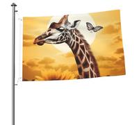 Drapeau girafe et tournesol 61 x 91 cm - Impression double face - Drapeau de jardin pour l'extérieur - Bannière cadeau avec œillets - Toile de fond pour photo pour décoration intérieure et extérieure