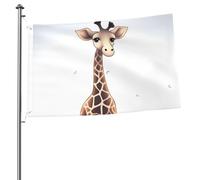 Drapeau girafe mignon 61 x 91 cm avec impression double face pour l'extérieur, les vacances, bannière cadeau avec œillets, toile de fond pour photo pour décoration intérieure et extérieure