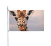 Drapeau girafe mignon 91 x 152 cm Double face Vertical Jardin Bannière de vacances saisonnières avec œillets en laiton Toile de fond photo Drapeau de cour pour intérieur et extérieur Décoration