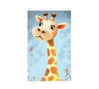 Drapeau girafe mignon 91 x 152 cm Double face Vertical Jardin Bannière de vacances saisonnières avec œillets en laiton Toile de fond photo Drapeau de cour pour intérieur et extérieur Décoration