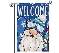 Drapeau Gnome skiant flocon de neige bienvenue à Noël hivernal Petit