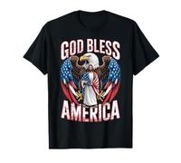 Drapeau « God Bless America » - Jésus - Aigle chrétien - Prière Patriotique T-Shirt
