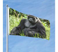 Drapeau Gorille dans l'herbe 6 x 0,9 m double face qui ne se décolore pas, drapeau de bienvenue avec bannière extérieure en laiton pour décoration de cour, porche, pelouse