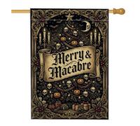 Drapeau gothique avec citation de Noël 71 x 101 cm | Ornements en forme de tête de mort, drapeau de cour, jack-o-lanternes, rouleau gothique, décoration de jardin d'hiver