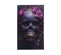 Drapeau gothique avec roses violettes - 91 x 152 cm - Bannière de vœux avec œillets - Décoration d'intérieur ou d'extérieur