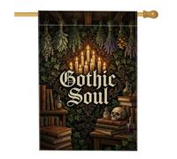 Drapeau gothique avec tête de mort et livre pour Halloween 71 x 101 cm | Décoration gothique, drapeau de cour, thème sorcière, esthétique occulte, gothique érudit, cadeau pour amateur de livres