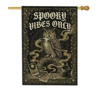 Drapeau gothique effrayant hibou citation Halloween 71 x 101 cm | Cartes de tarot, drapeau de cour, symboles occultes, esthétique gothique, gothique érudit, décoration d'intérieur sorcière