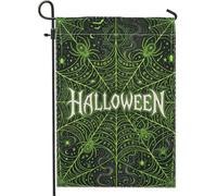 Drapeau gothique en toile d'araignée avec citation d'Halloween 30,5 x 45,7 | Style gothique, drapeau de cour, impression toile fluo, symboles occultes, décoration de cour mystique