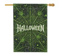 Drapeau gothique en toile d'araignée avec citation d'Halloween 71 x 101 cm | Style gothique, drapeau de cour, impression toile fluo, symboles occultes, décoration de cour mystique