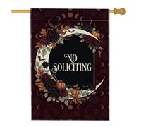 Drapeau gothique lune rose sans citation en forme de croissant 71 x 101 cm | Accents floraux sombres, drapeau de cour, citrouilles de récolte d'automne, typographie gothique, panneau d'intimité