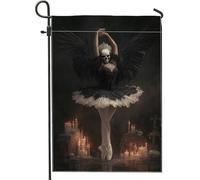 Drapeau gothique noir de danseuse de ballet, bannière effrayante pour décoration de la maison, drapeau double face en toile de jute pour décoration de pelouse extérieure, 30,5 x 45,7 cm