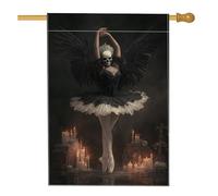 Drapeau gothique noir de danseuse de ballet, bannière effrayante pour Halloween, décoration d'intérieur, drapeau double face en toile de jute pour décoration de pelouse extérieure, 71 x 101,6 cm