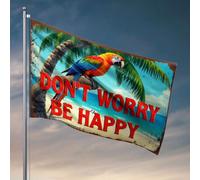 Drapeau graphique pour chambre perroquet sur palmier avec texte « Don'T Worry Be Happy » Drapeau décoratif pour intérieur (30 x 45 cm)