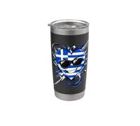 Drapeau Grec Cœur Cartoon Lunettes de Soleil Grèce Gobelet isotherme en acier inoxydable double paroi
