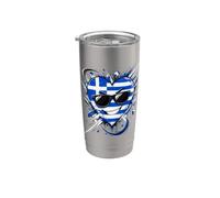 Drapeau Grec Cœur Cartoon Lunettes de Soleil Grèce Gobelet isotherme en acier inoxydable double paroi