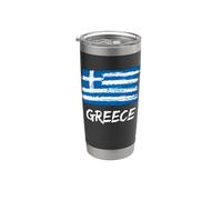 Drapeau grec Fierté nationale grecque avec inscription « Greece Tourist Vintage » Gobelet isotherme en acier inoxydable double paroi