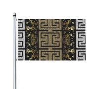 Drapeau grec grunge à pois or et argent, 152 cm x 91 cm, avec œillets, en polyester double face pour jardin.