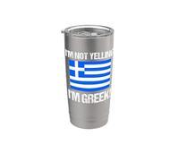 Drapeau grec « I'm Not Yelling » Gobelet isotherme en acier inoxydable double paroi