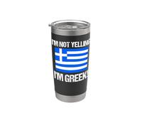 Drapeau grec « I'm Not Yelling » Gobelet isotherme en acier inoxydable double paroi