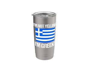 Drapeau grec « I'm Not Yelling » Gobelet isotherme en acier inoxydable double paroi