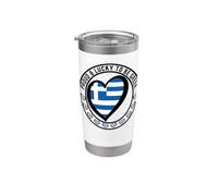 Drapeau Grec « Proud And Lucky To Be Greek I Love Greece » en forme de cœur Gobelet isotherme en acier inoxydable double paroi
