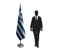 Drapeau Grèce avec mât et pied - drapeau protocolaire et diplomatique pour ambassades, consulats, ministères, administrations, collectivités locales et cérémonies internationales. Code CN2-GR-L