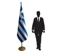Drapeau Grèce avec pied et mât - drapeau officiel protocolaire et institutionnel pour ambassades, consulats, universités, collectivités locales, conférences, cérémonies diplomatiques. Code CN7-GR